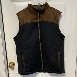 Men's Quilted Black and Brown Vest - Brand Unknown